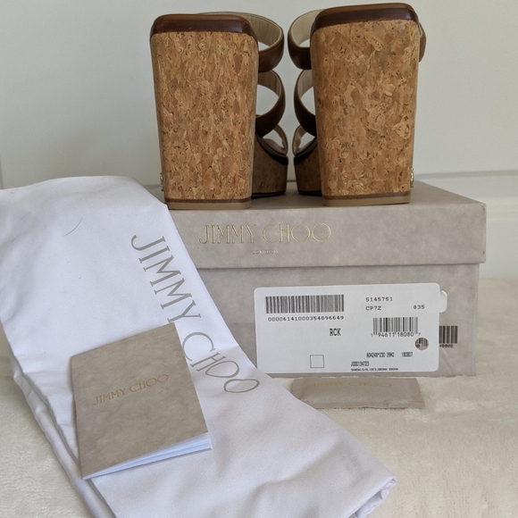 Jimmy Choo Athenia Sandal Strappy Slide Platform Wedge Open Toe Brown EU39 9 NIB - Picture 14 of 16